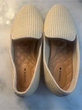 Birdies Cream Woven Loafers - Quilted Insole Slip-Ons size 8.5